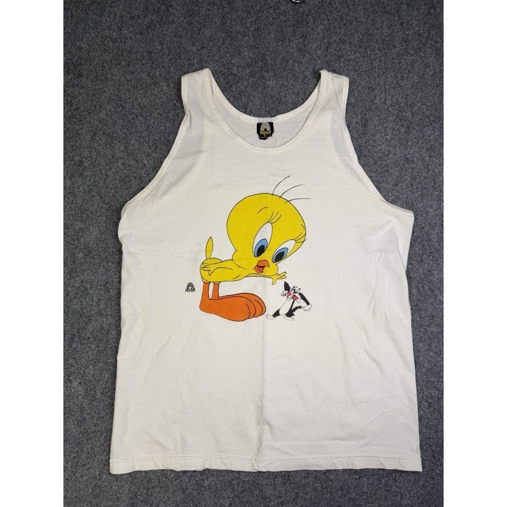 Vintage 90's MEGA Looney Tunes Tweety Bird & Sylvester Tank Top Shirt Men's XL